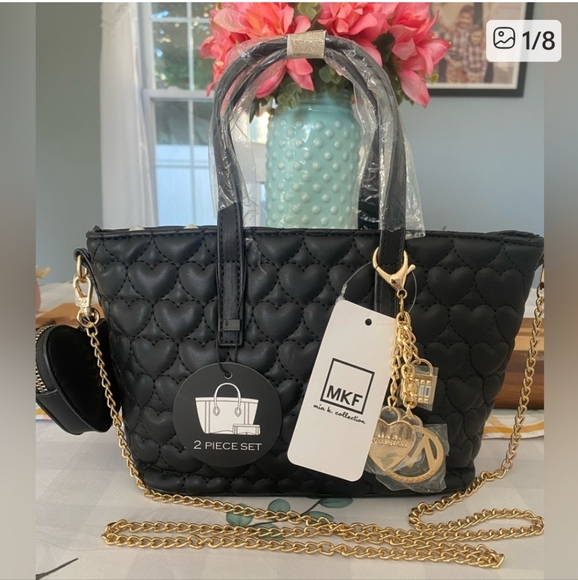 MKF Collection Black Quilted Women's Bag Set - Picture 1 of 5